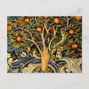 Carte Postale Tapisserie Pic-vert de William Morris modèle bleu