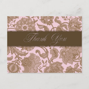 Carte Postale Tapisserie rose - Merci