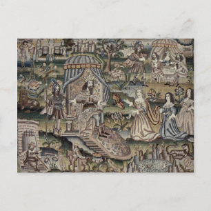 Carte Postale Tapisserie vintage Queen Esther Broderie violet