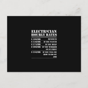 Carte Postale Tarif Horaire Électricien Drôle Mécanicien Électri