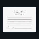 Carte Postale Tarjeta de Consejos y Deseos Boda Minimalista<br><div class="desc">Esta tarjeta de consejos y deseos boda minimalista es perfecta para una boda Española moderna. Estas tarjetas son perfectas para una boda, una ducha de novia, una ducha de bebé, una fiesta de graduación y más. Personalice las tarjetas con los nombres de la novia y el novio, los futuros padres...</div>