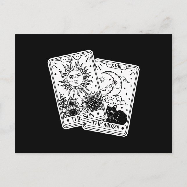 Carte Postale Tarot Card Sin and Moon, Cat (Devant)