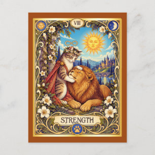Carte Postale Tarot Cat Force - Courage et Compassion