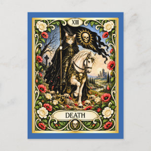 Carte Postale Tarot du Chat de la Mort - Transformation et Rénov
