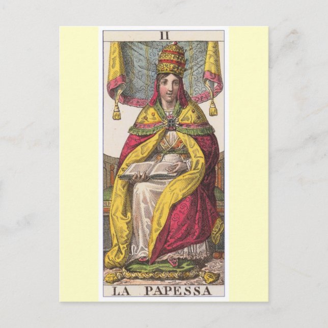 Carte Postale Tarot Vintage haute prêtesse (Devant)