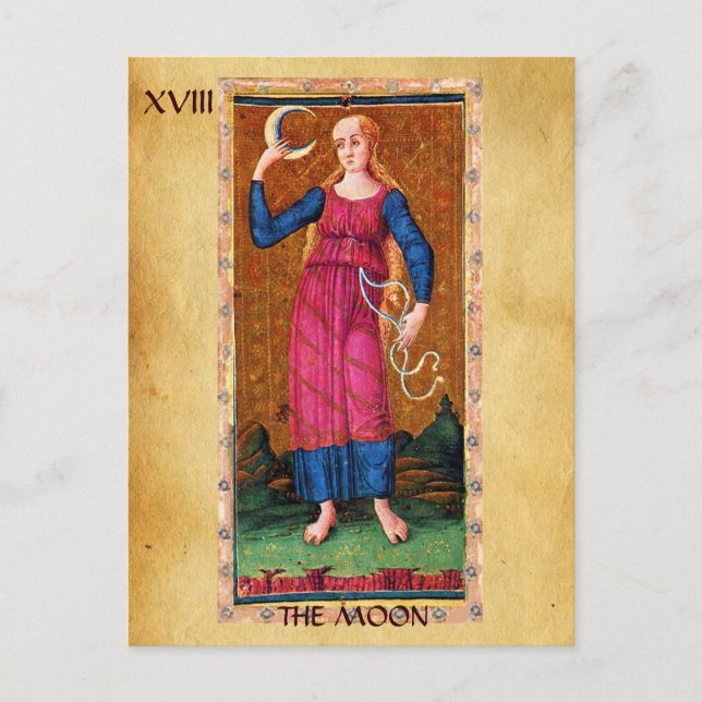 CARTE POSTALE TAROTS ANCIENS RENAISSANCE 18 / LA LUNE (Devant)