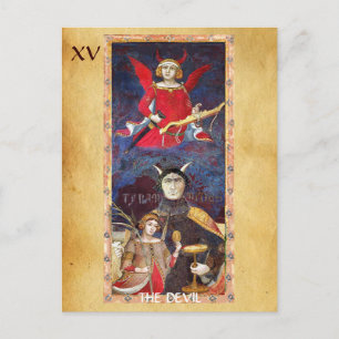 CARTE POSTALE TAROTS DE RENAISSANCE ANTIQUE 15 / LE DIABLE
