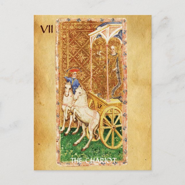 CARTE POSTALE TAROTS DE RENAISSANCE ANTIQUE 7 / LE CHARIOT (Devant)