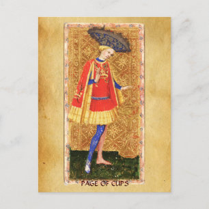 CARTE POSTALE TAROTS DE RENAISSANCE ANTIQUE / PAGE DES COUPES