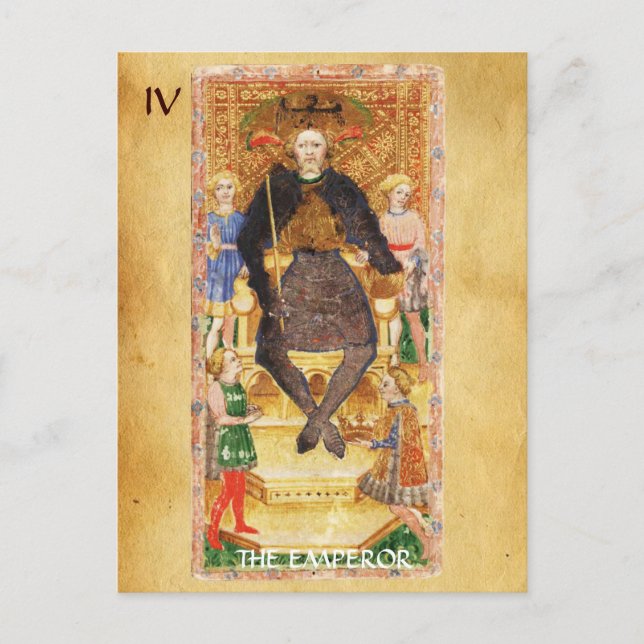 CARTE POSTALE TAROTS RENAISSANCE ANTIQUE 4 / L'EMPEREUR (Devant)