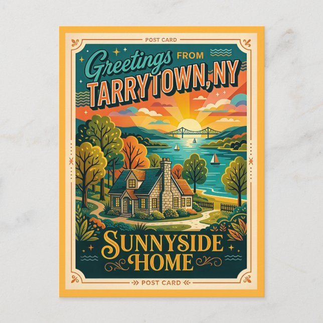 Carte Postale Tarrytown NY Style Rétro Sunnyside (Devant)