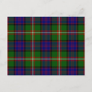 Carte Postale tartan Clanranald bleu vert carreaux