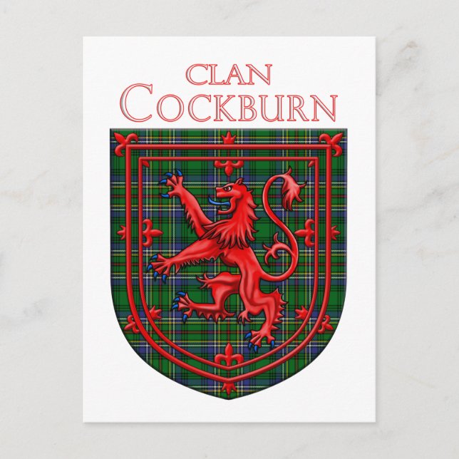 Carte Postale Tartan Cockburn Écossais Lion Rampant (Devant)