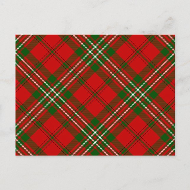 Carte Postale tartan Scott rouge vert carreaux (Devant)