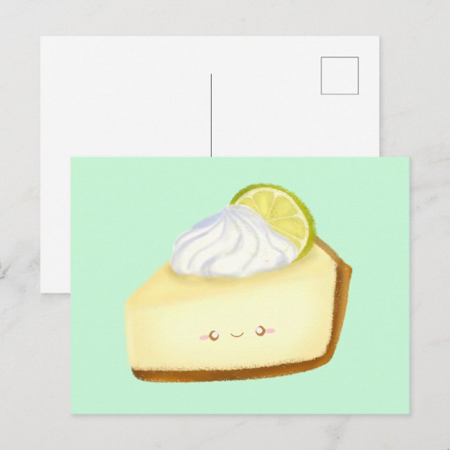 Carte Postale Tarte à citron vert à clé mignonne (Devant / Derrière)