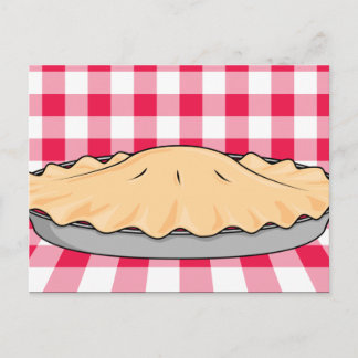 Carte Postale tarte à la cerise maison sur à damiers arrière - p