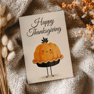 Carte Postale Tarte au potiron aquarelle mignonne Joyeux Thanksg