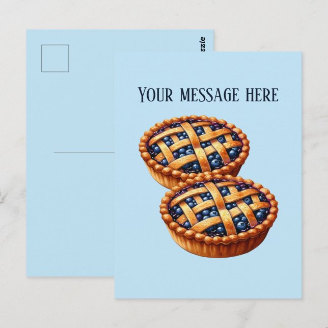 Carte Postale Tarte aux myrtilles mignonne ajouter un message no (Devant / Derrière)