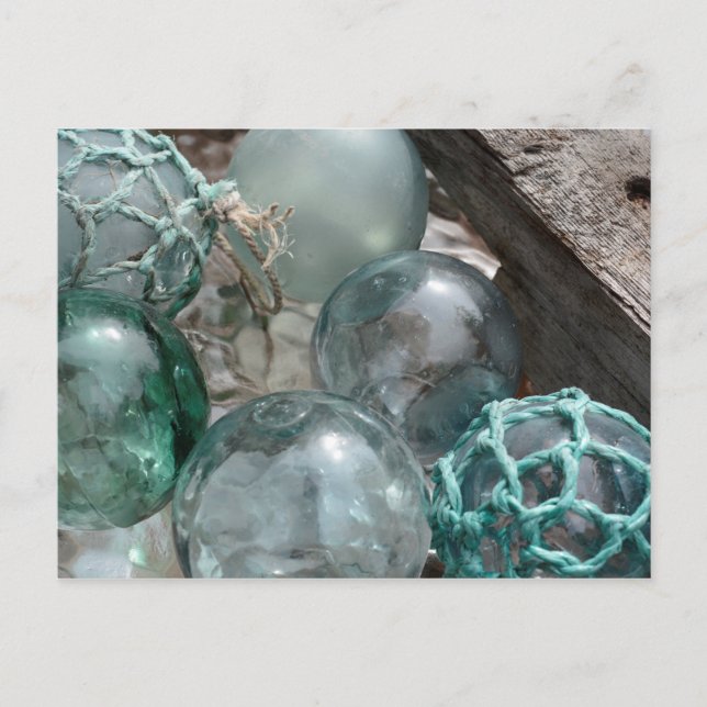 Carte Postale Tas de flotteurs de pêche en verre (Devant)