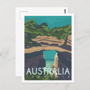 Carte Postale Tasmanie Aussie célèbre lieu de voyage Illustratio