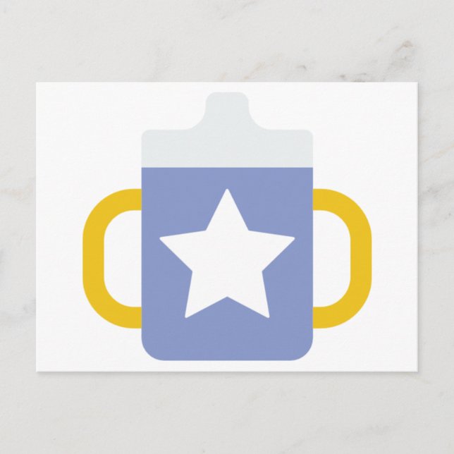 Carte Postale tasse à bec bleu étoile (Devant)