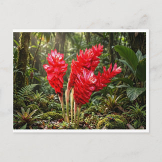 Carte Postale Tasse à café Fleur de gingembre botanique vibrante
