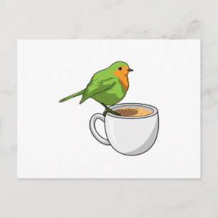 Carte Postale Tasse à café Oiseau