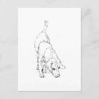 Carte Postale Tasse Beagle – Chien à l'encre dessinée à la main