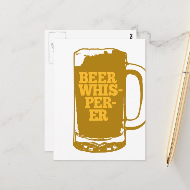 Carte Postale Tasse Beer Whisperer Verticale (Devant/Arrière en situation)