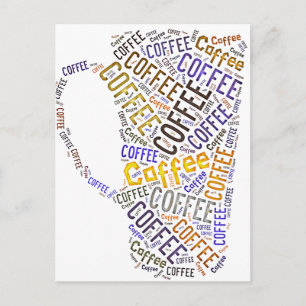 Carte Postale Tasse de café en art de mots