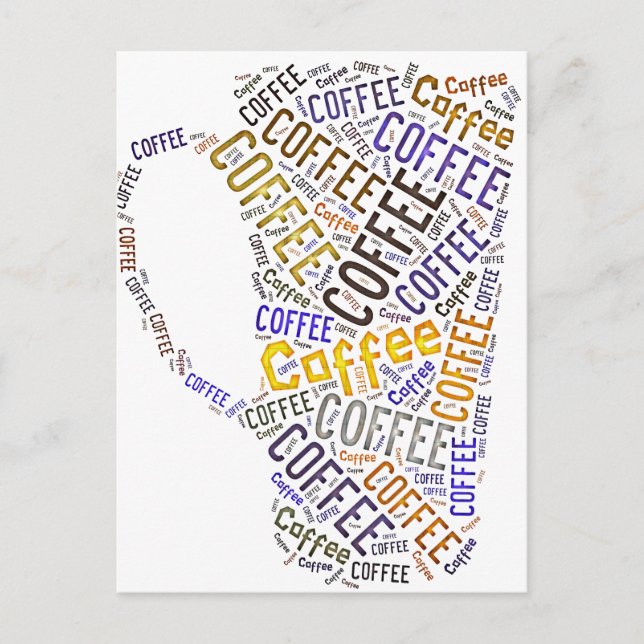 Carte Postale Tasse de café en art de mots (Devant)