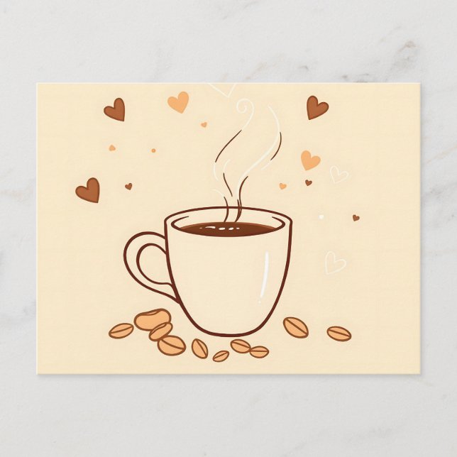 Carte Postale Tasse de café et vapeur dans le style doodle (Devant)