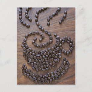 Carte Postale Tasse de café illustrée à l'aide de grains de café