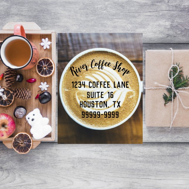 Carte Postale Tasse de café latte avec mousse en forme de feuill (Créateur téléchargé)