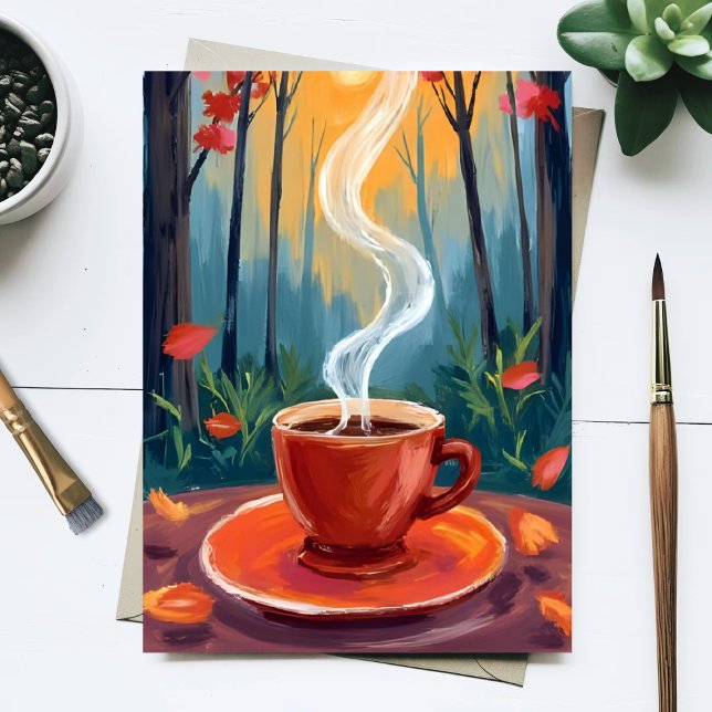 Carte Postale Tasse de café Peinture à l'aquarelle (Créateur téléchargé)