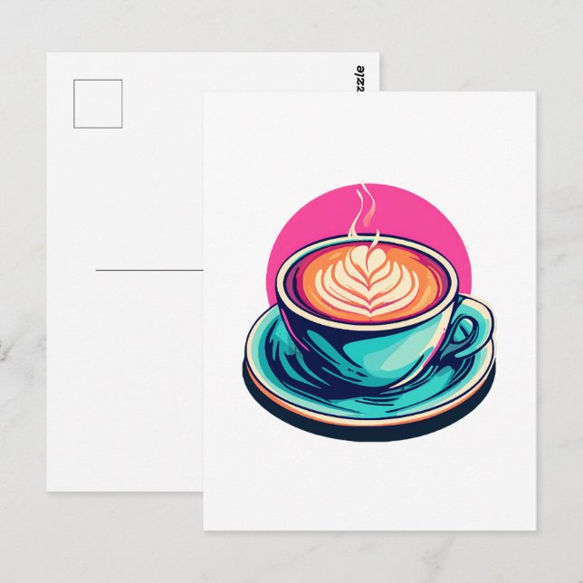 Carte Postale Tasse de cappuccino (Devant / Derrière)