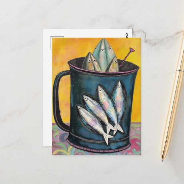 Carte Postale Tasse de poisson (Devant/Arrière en situation)