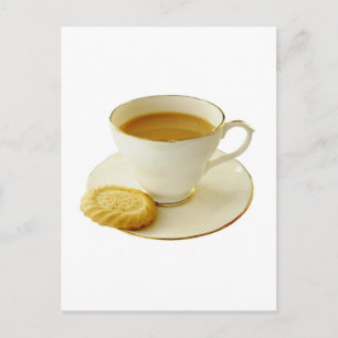 Carte Postale Tasse de thé avec cookie