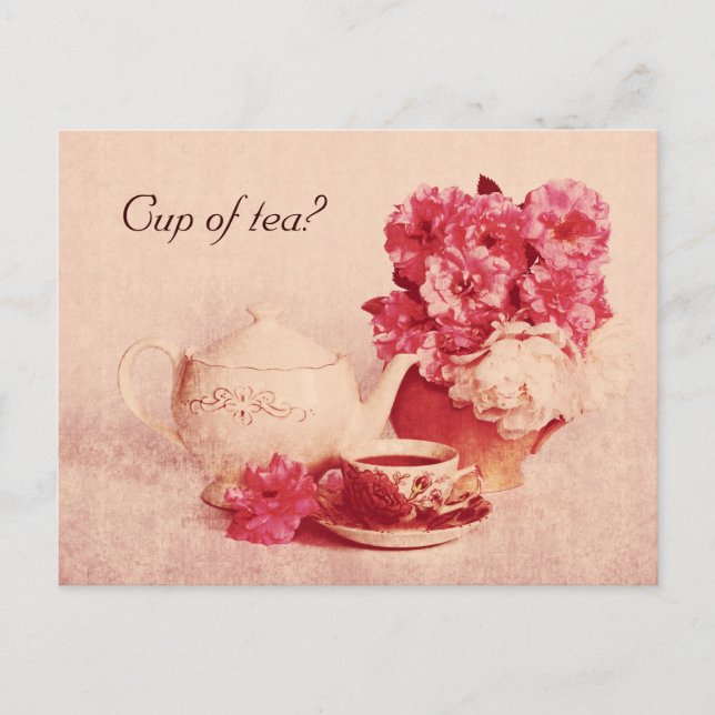 Carte Postale tasse de thé - look rustique teacup (Devant)
