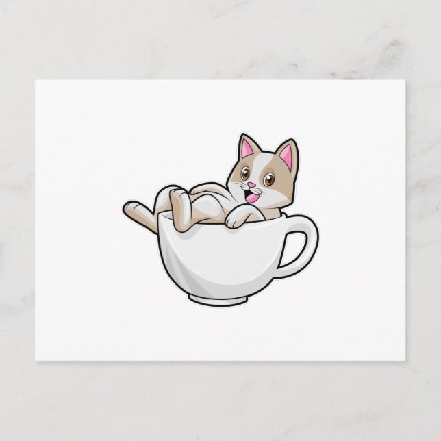 Carte Postale Tasse de thé pour chat (Devant)