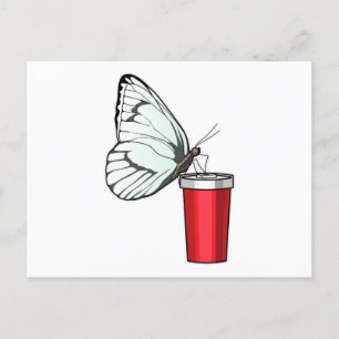 Carte Postale Tasse papillon buvant