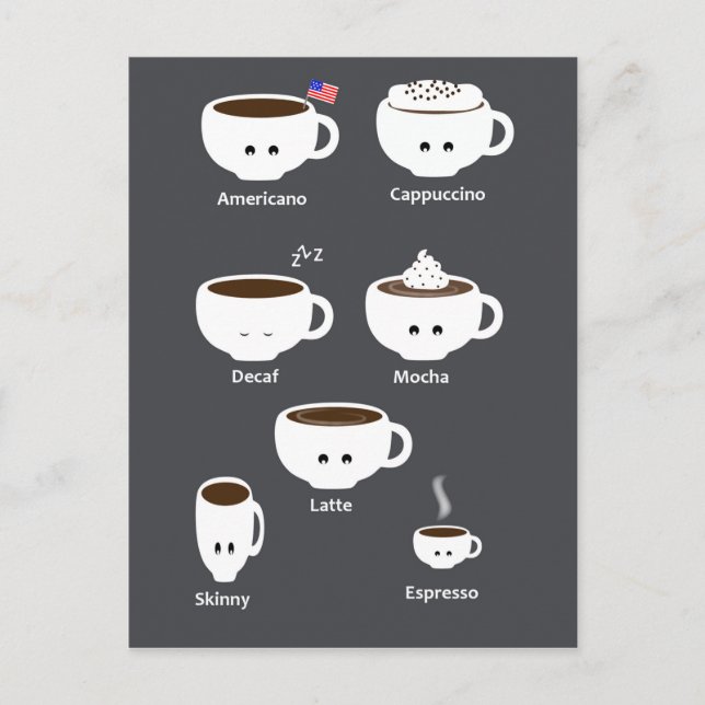 Carte Postale Tasses à café (Devant)