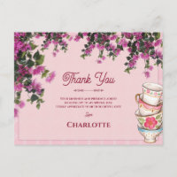 Tasses à thé roses vintage empilées Remerciement d