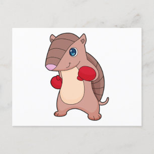 Carte Postale Tatou Boxe Boxeur Gants de boxe