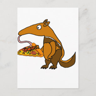 Carte Postale Tatou drôle mangeant une Pizza Dessin Animé