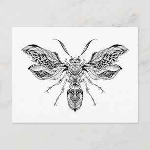 Carte Postale Tatouage à la guêpe d'abeille