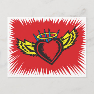 Carte Postale Tatouage au coeur de l'ange volant