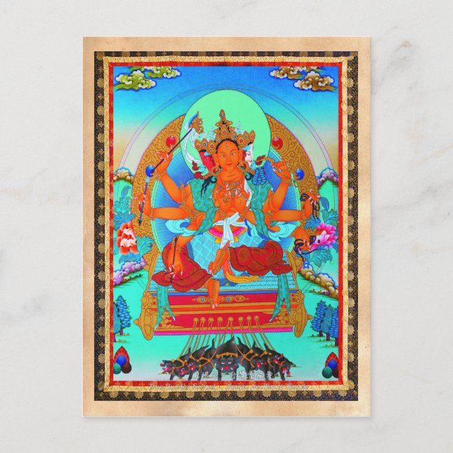 Carte Postale tatouage cool oriental tibétain thangka Marici (Devant)