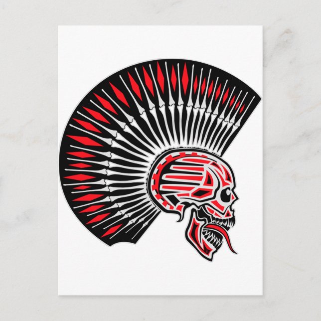 Carte Postale Tatouage crâne Punk Rocker (Devant)