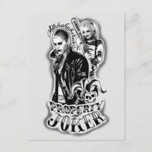 Carte Postale Tatouage d'aerographe de joker et de Harley du